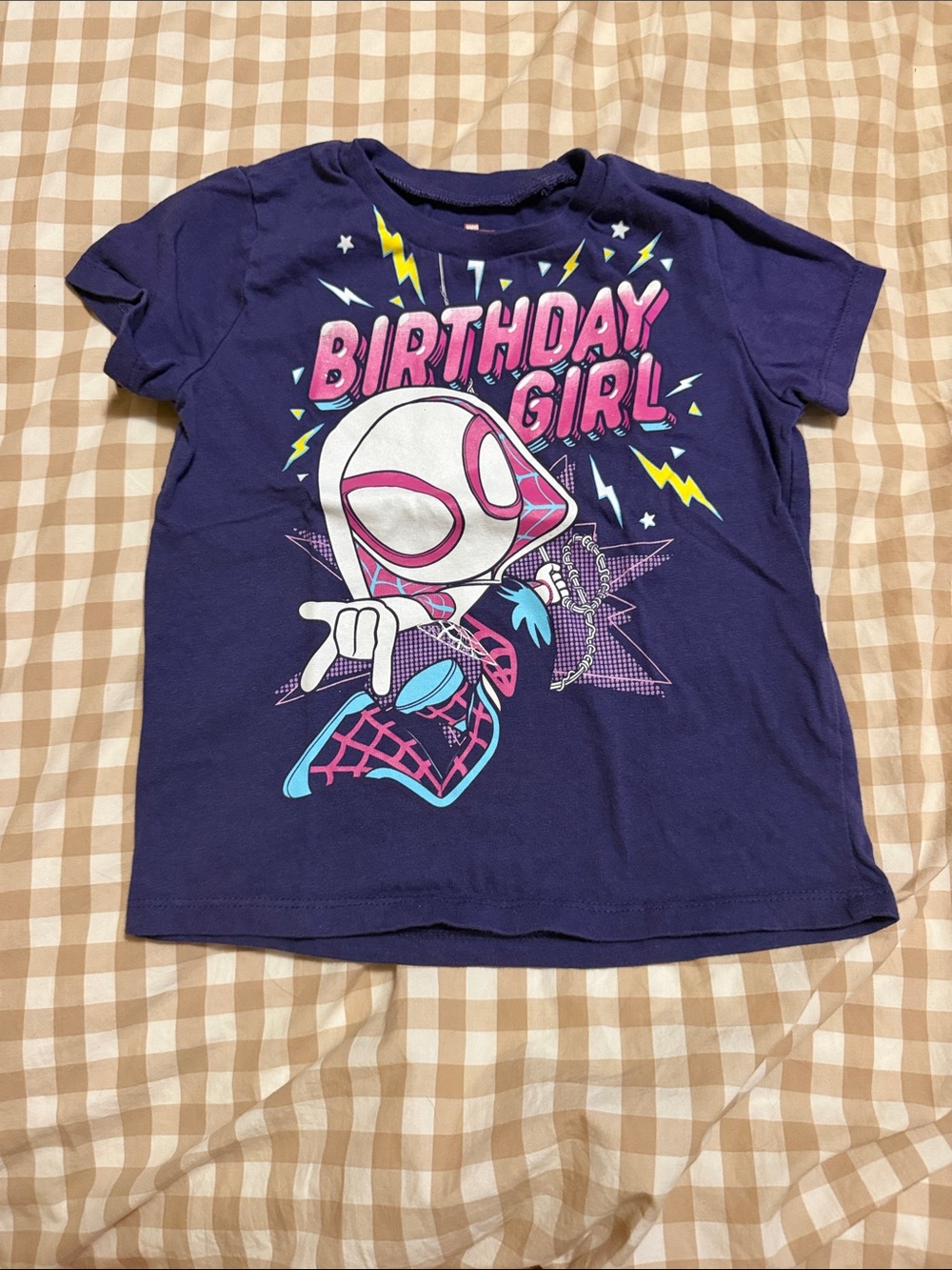 Marvel Birthday Girl Spidey Graphic Tee - Navy Pink